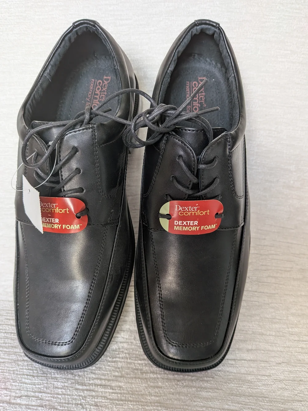 Dexter Comfort Men's Black Leather Memory Foam Lace-Up Shoes Size 11W - Picture 2 of 14